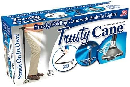 TRUSTY CANE Sturdy Folding Cane with Built-in Lights