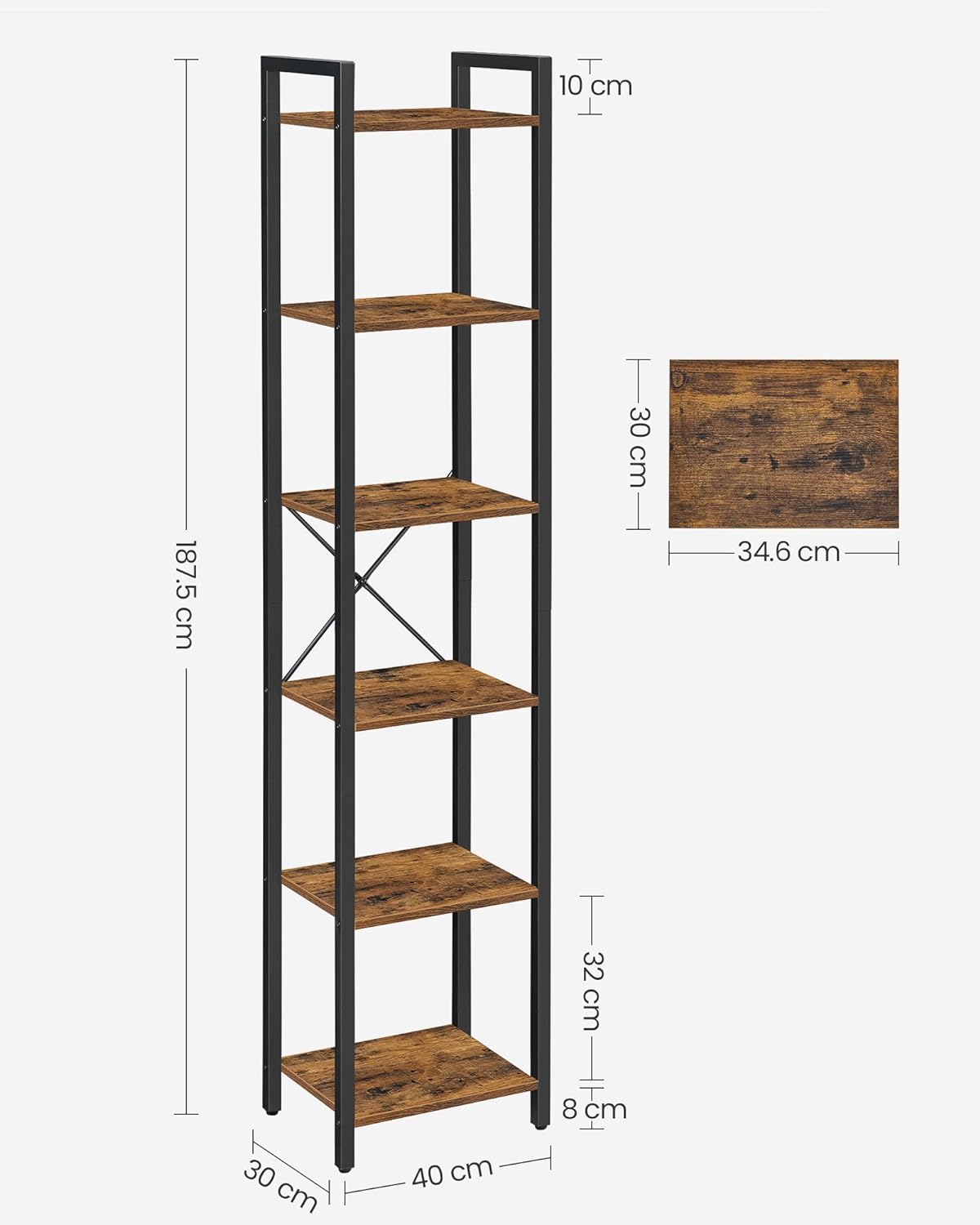 VASAGLE 6-Tier Bookshelf