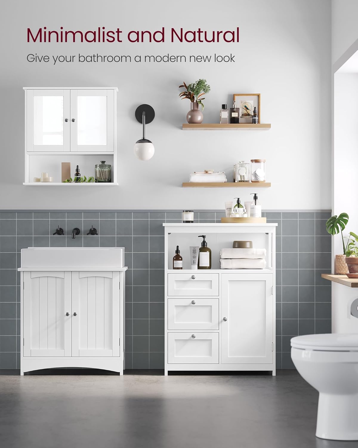 VASAGLE Bathroom Floor Storage Cabinet UBBC542P31V1
