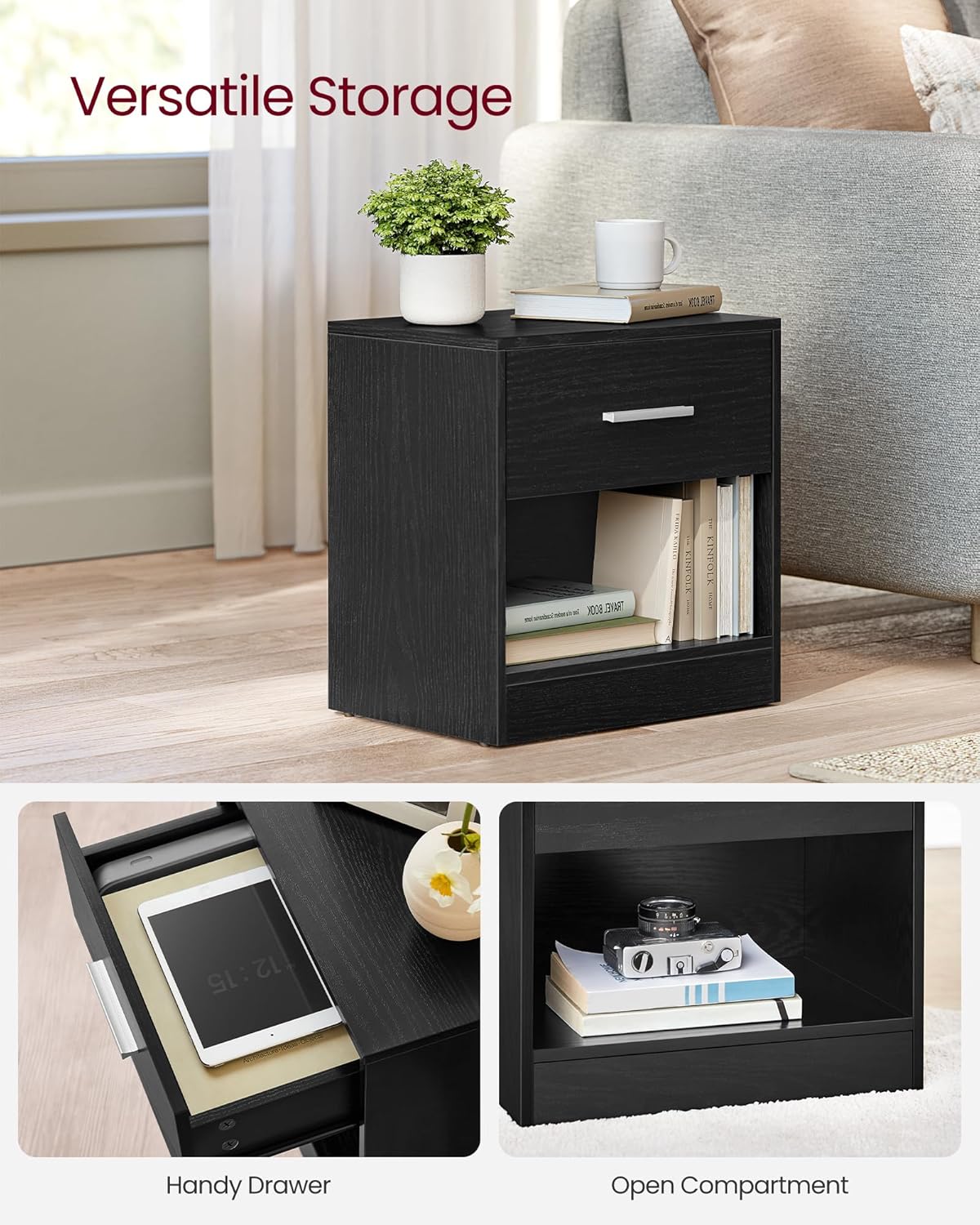 VASAGLE Bedside Tables, Set of 2