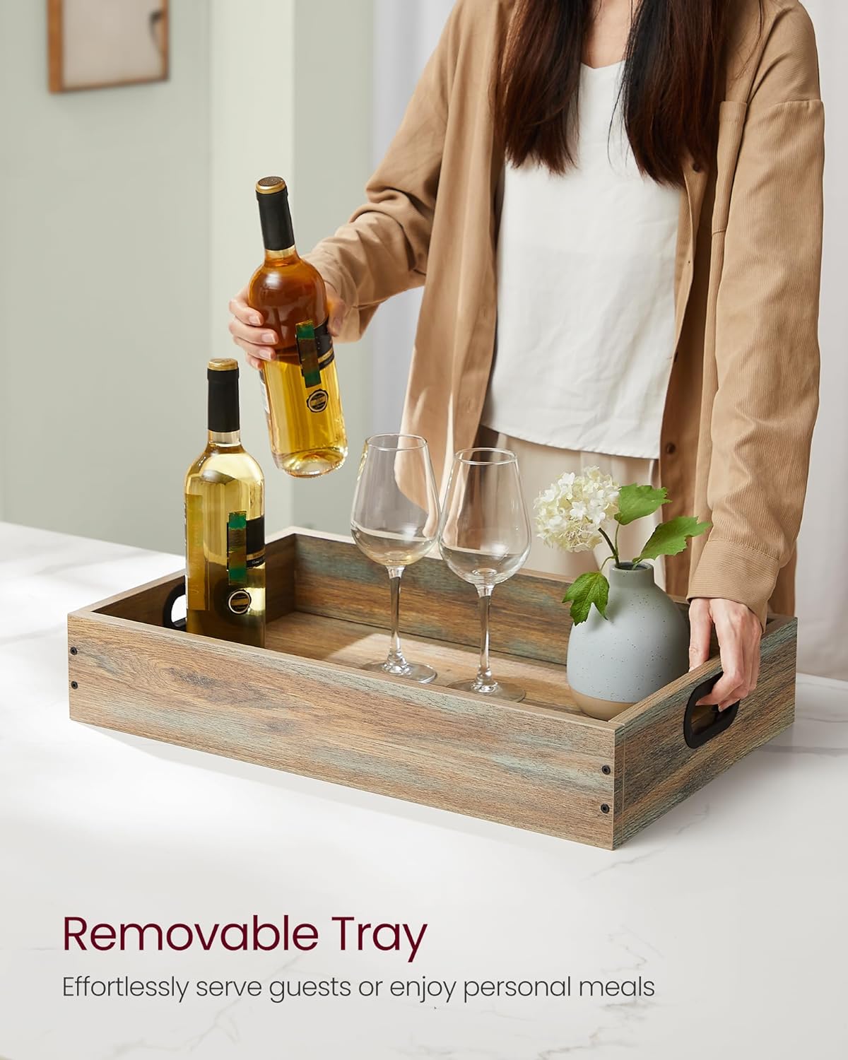 VASAGLE Serving Cart with Removable Tray,