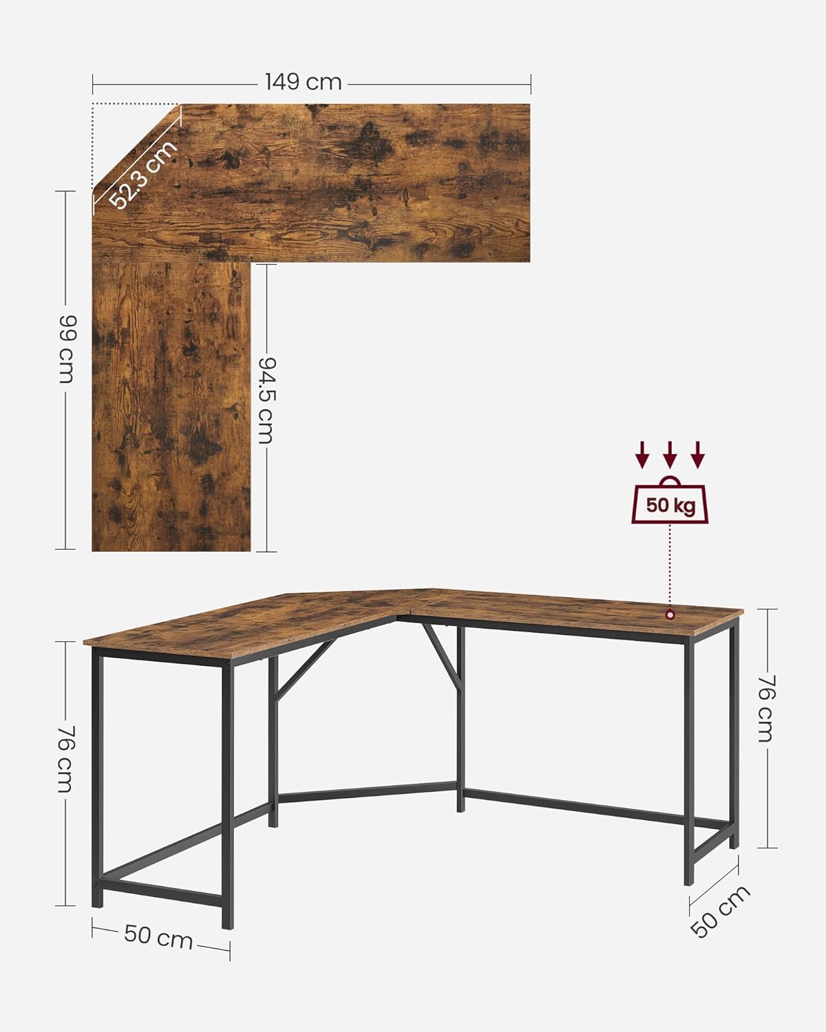 VASAGLE L-Shaped Desk