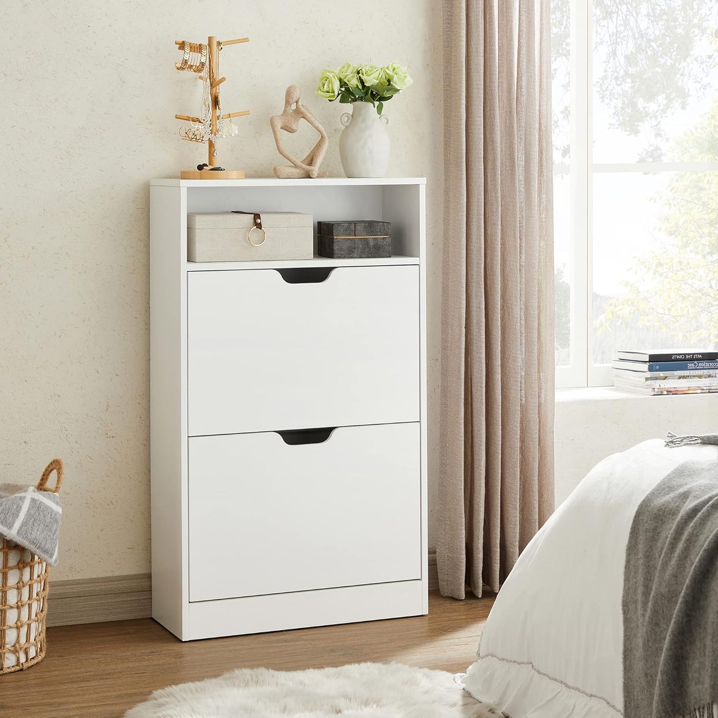 VASAGLE Shoe Cabinet with 2 Compartments