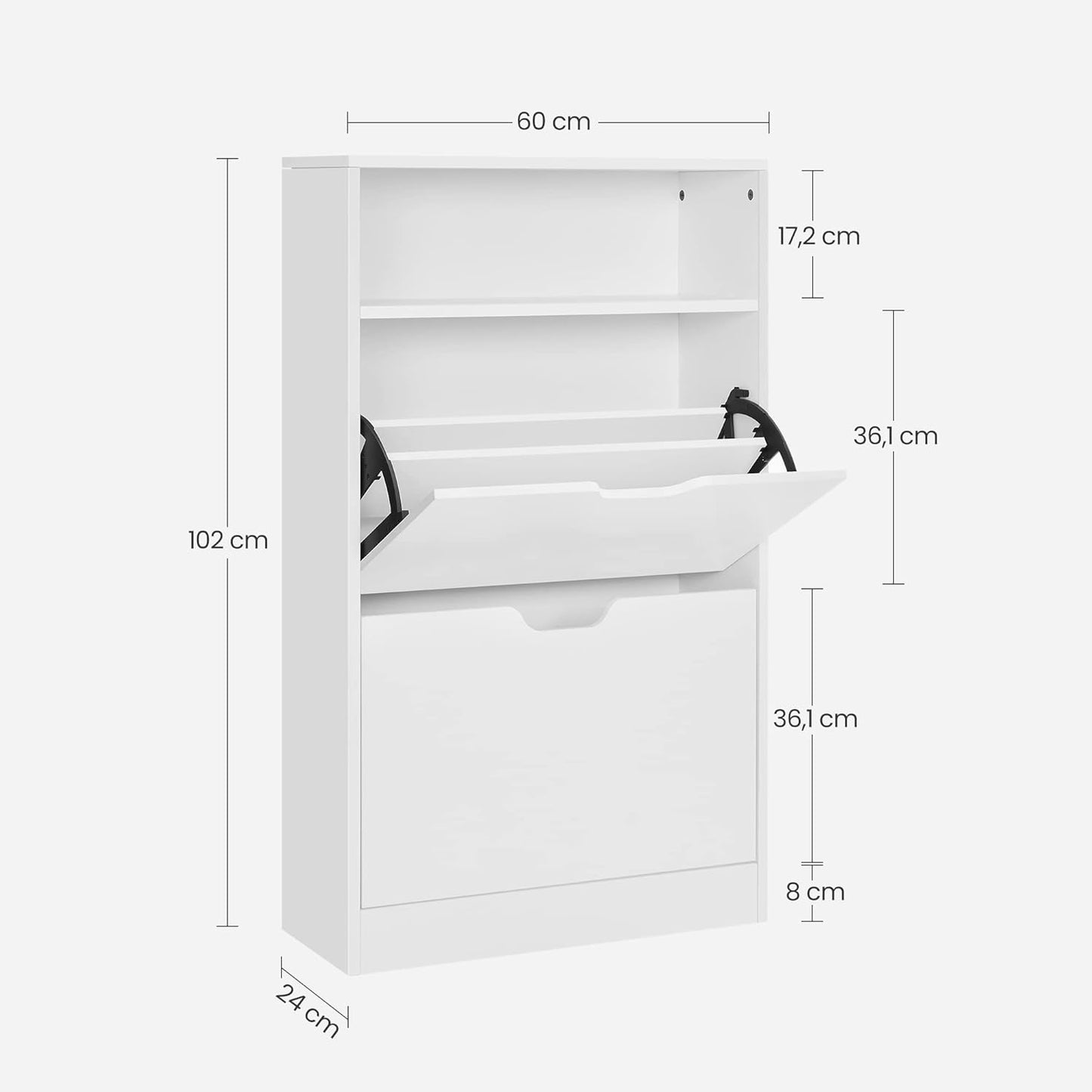 VASAGLE Shoe Cabinet with 2 Compartments