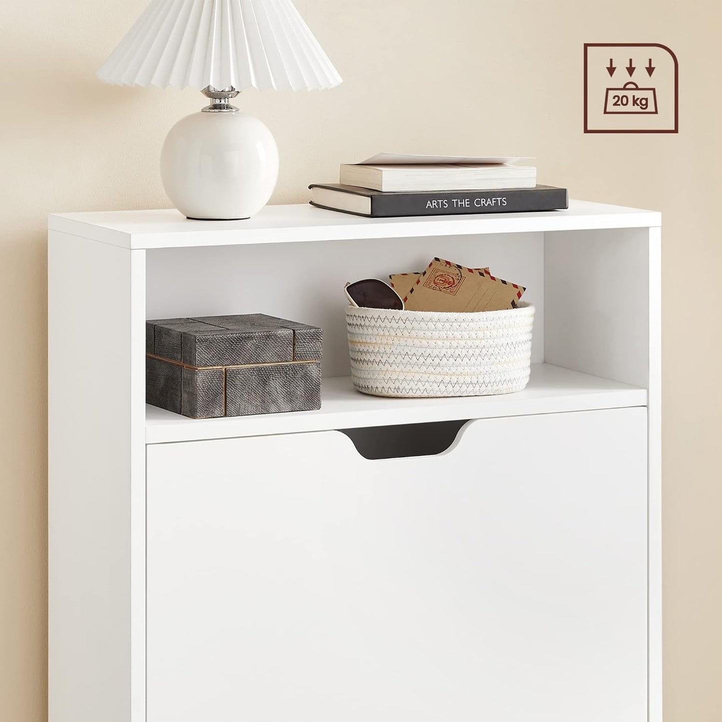 VASAGLE Shoe Cabinet with 2 Compartments