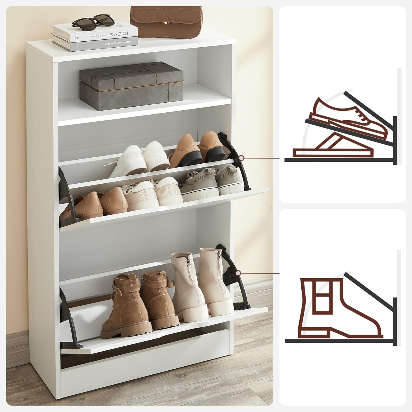 VASAGLE Shoe Cabinet with 2 Compartments