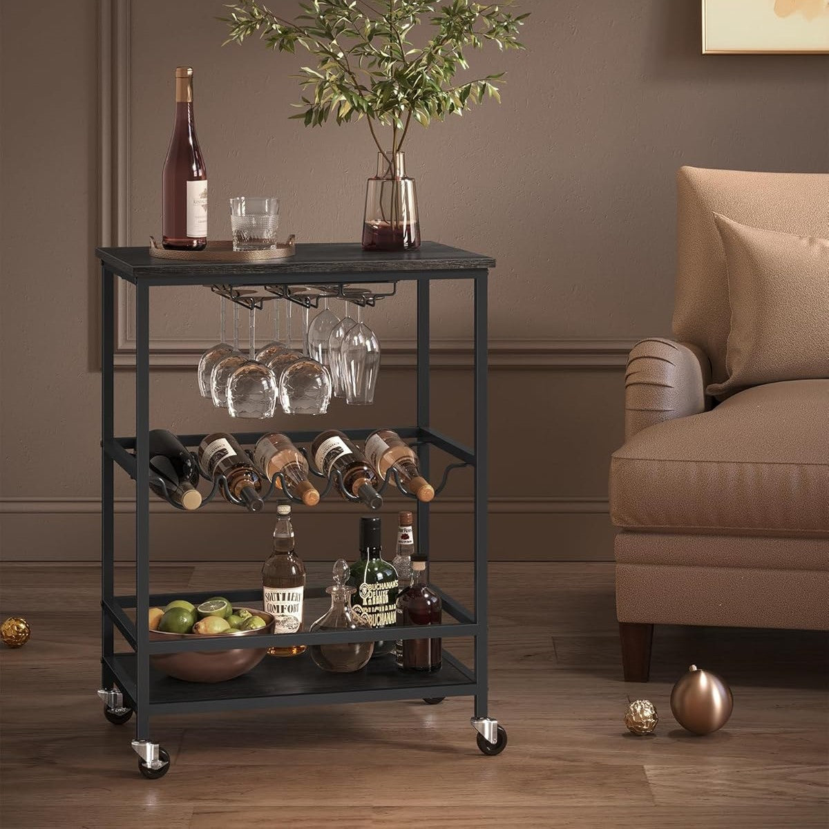 VASAGLE Wine Serving Trolley on Wheels