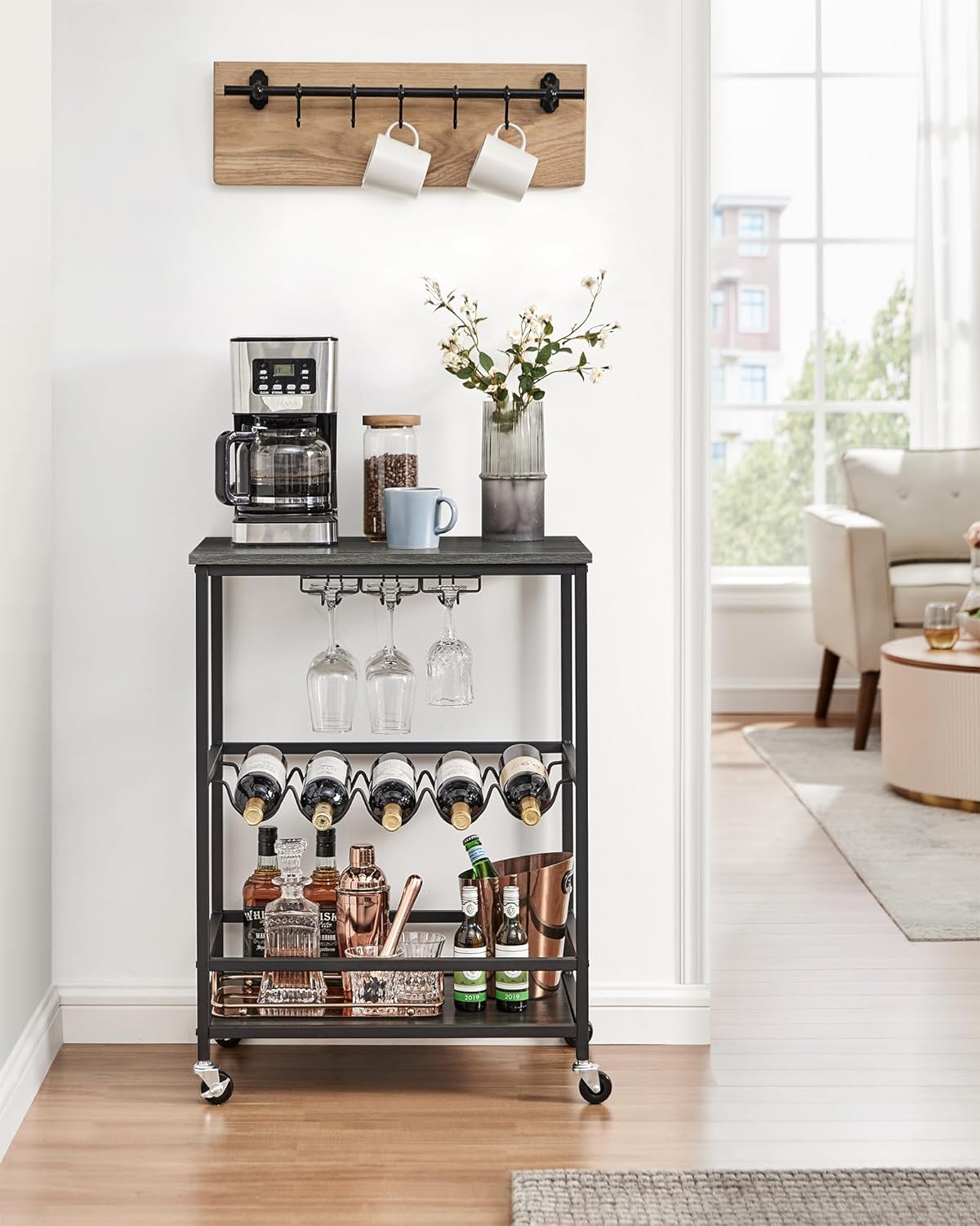 VASAGLE Wine Serving Trolley on Wheels