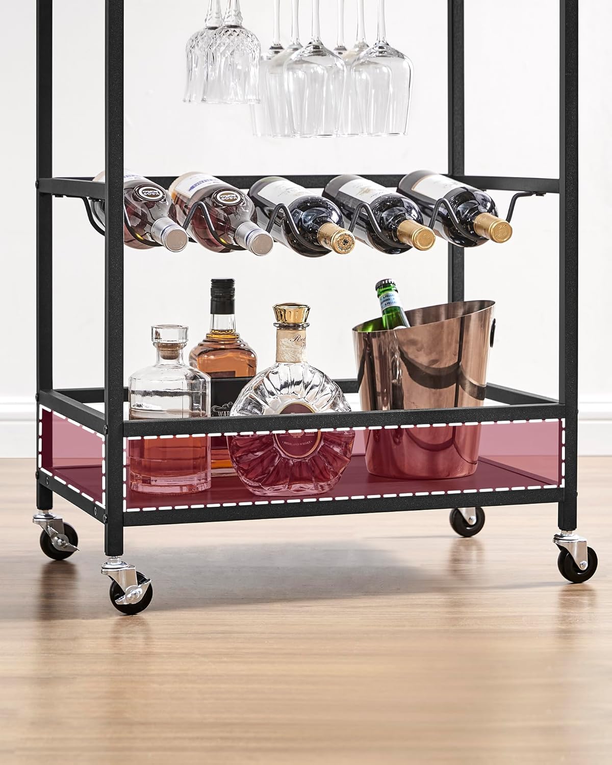 VASAGLE Wine Serving Trolley on Wheels
