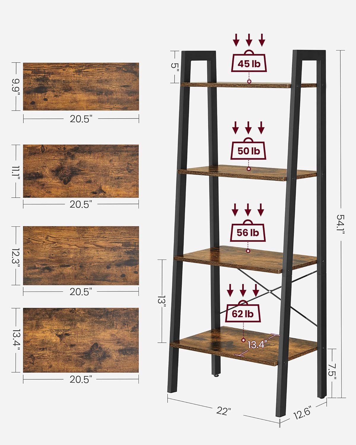 VASAGLE Ladder Shelf, 4-Tier