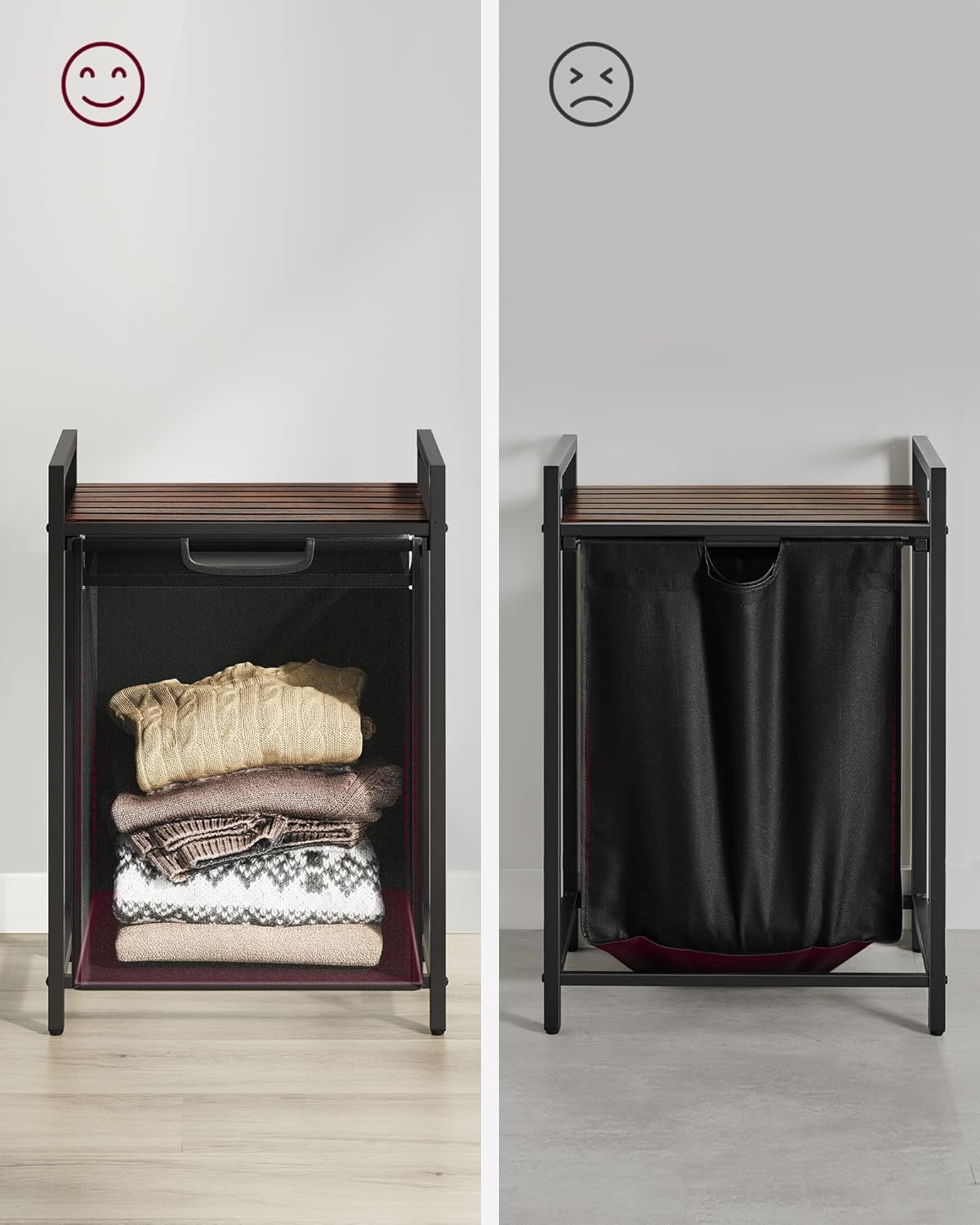 VASAGLE Black Laundry Basket