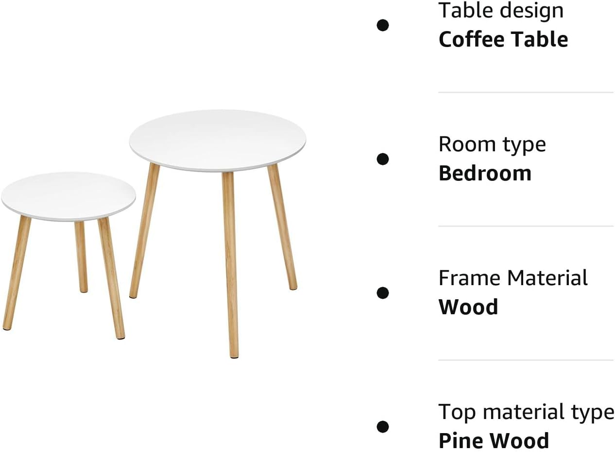 VASAGLE Set of 2 Nesting Side Table
