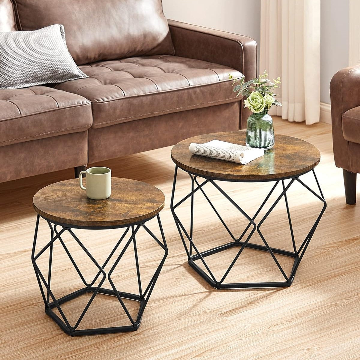 VASAGLE Set of 2 Greige Small Coffee Table
