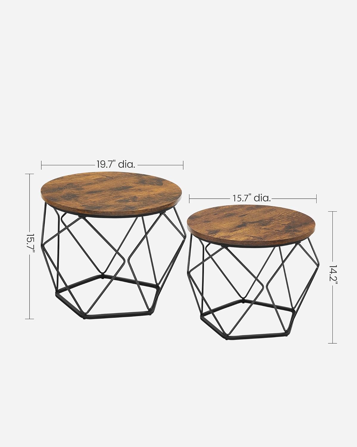 VASAGLE Set of 2 Greige Small Coffee Table