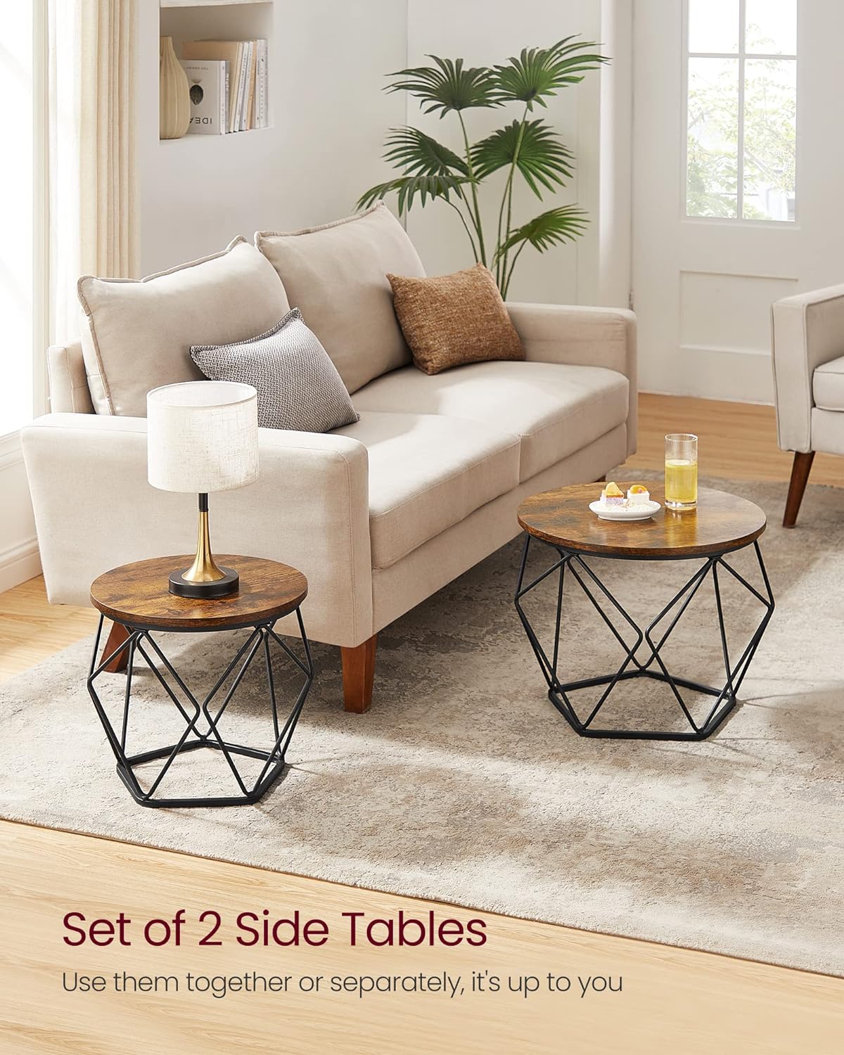 VASAGLE Set of 2 Greige Small Coffee Table