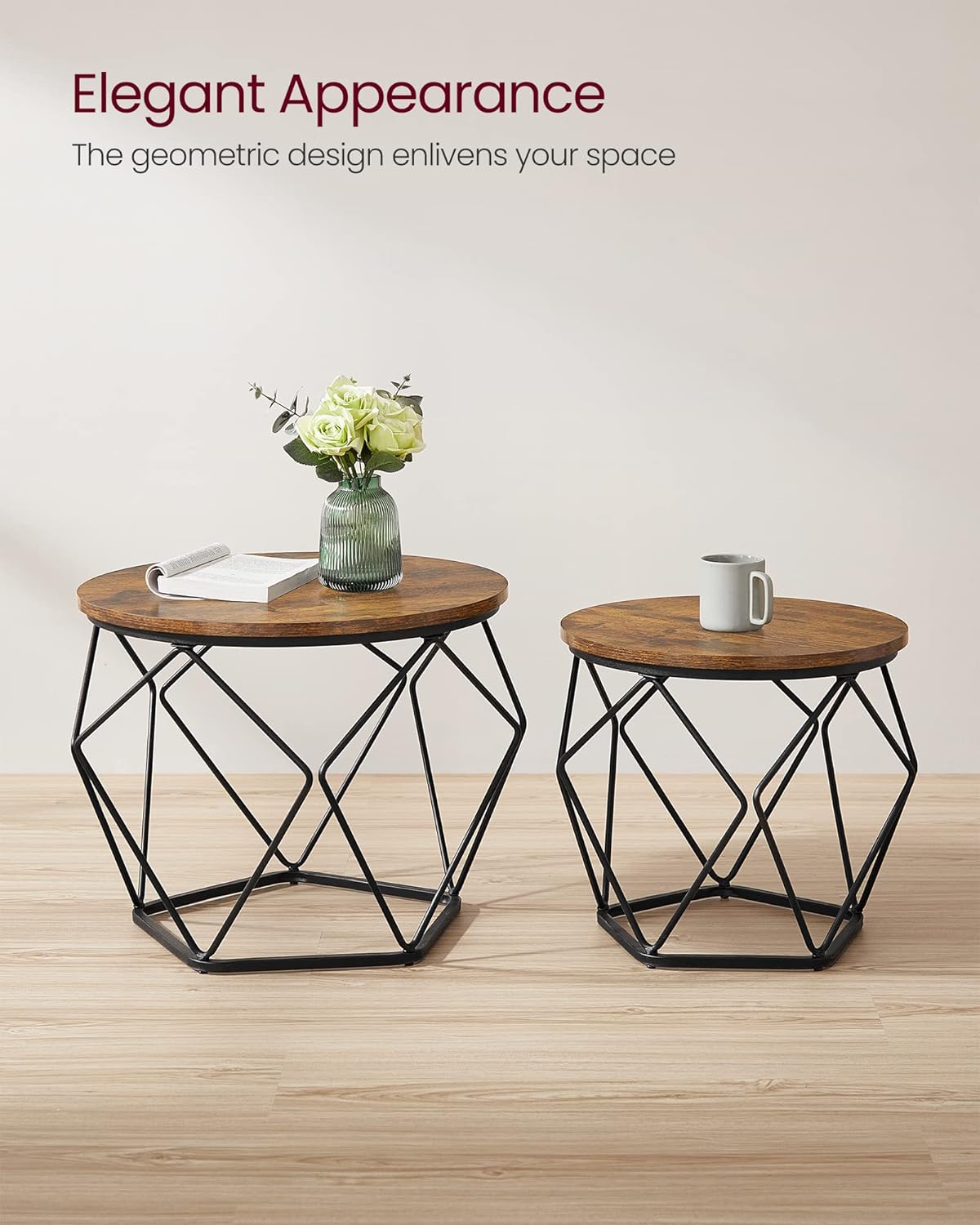 VASAGLE Set of 2 Greige Small Coffee Table