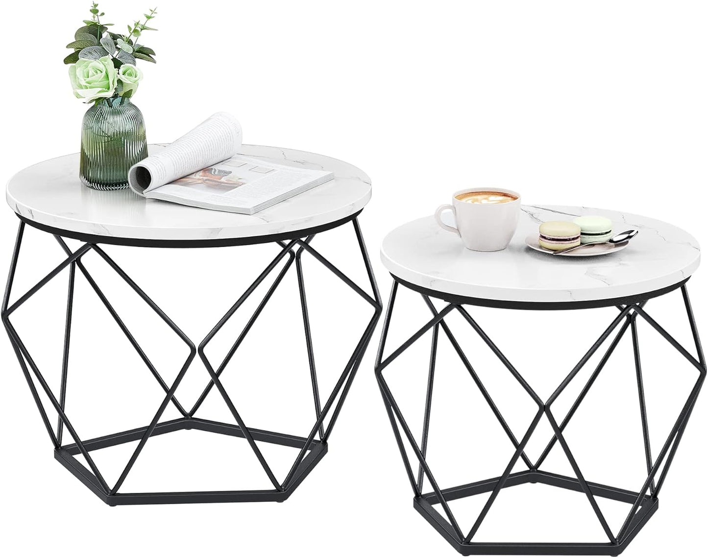 VASAGLE Set of 2 White Small Coffee Table