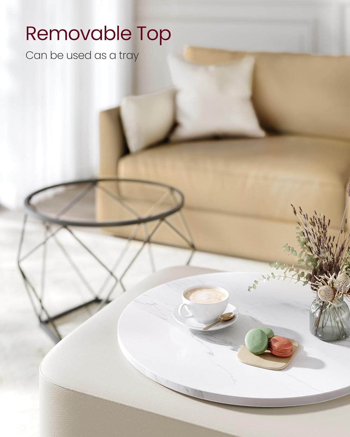 VASAGLE Set of 2 White Small Coffee Table