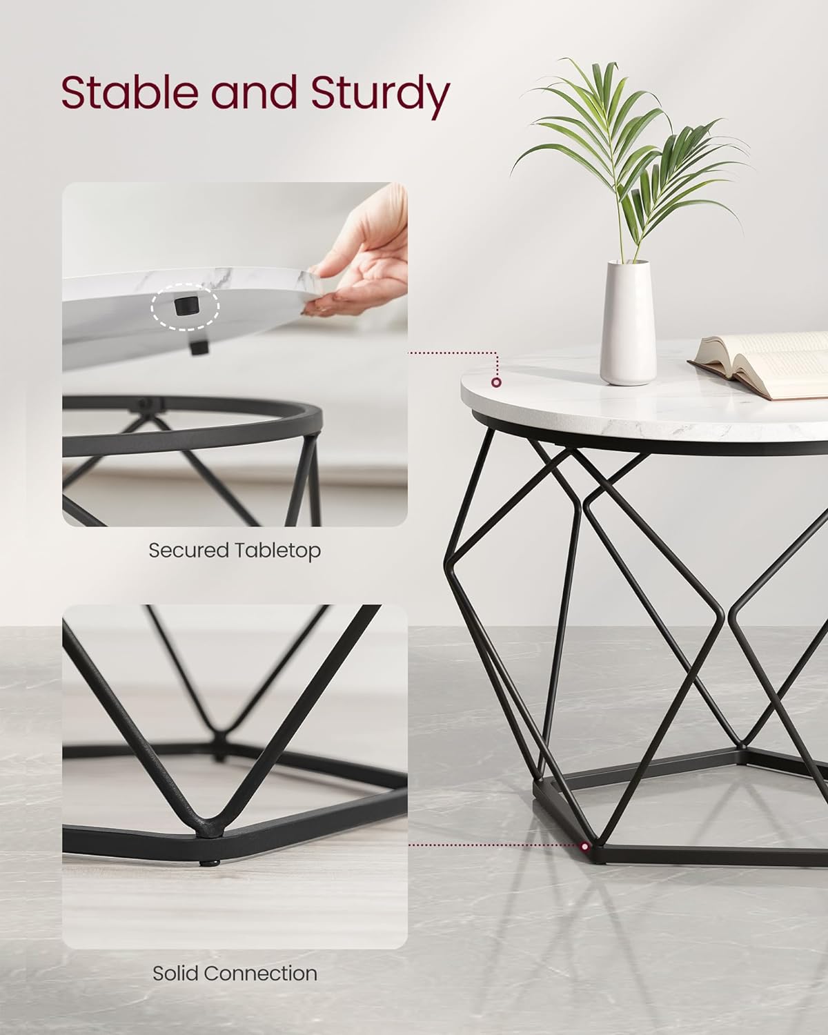 VASAGLE Set of 2 White Small Coffee Table
