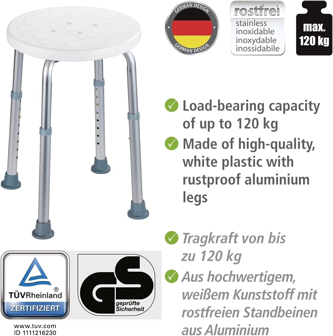 WENKO Adjustable Bath Stool