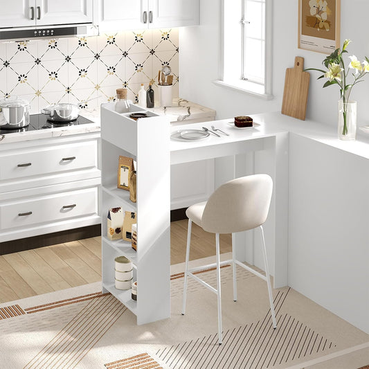 WOLTU Bar Table with 3 Open Shelves