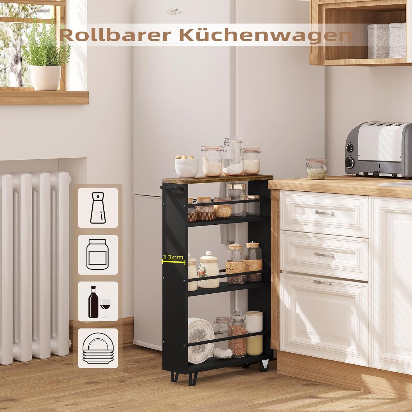 WOLTU Kitchen Trolley with 3 Levels