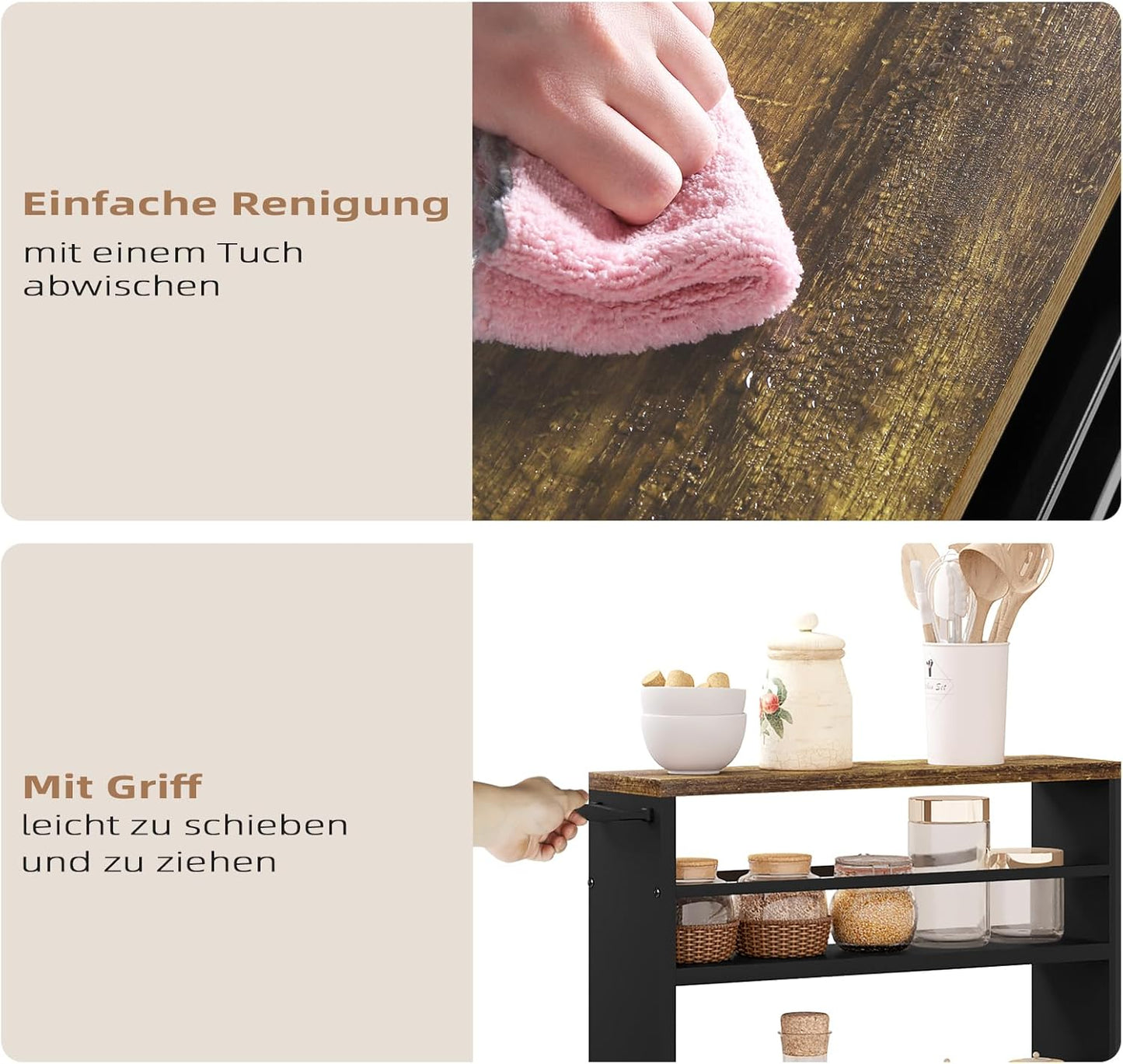 WOLTU Kitchen Trolley with 3 Levels