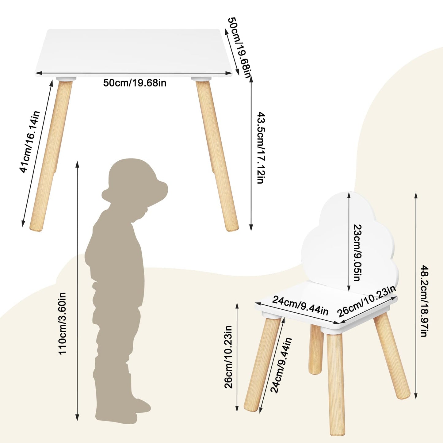 Kids Table and Chair Set, 3-Piece