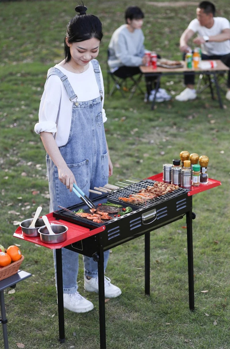 Portable Grill with Side Shelves