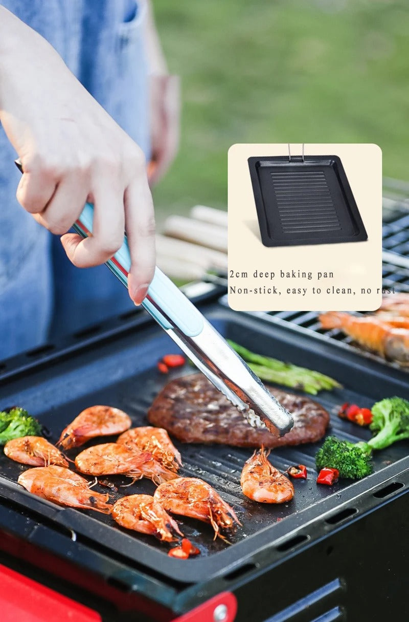 Portable Grill with Side Shelves