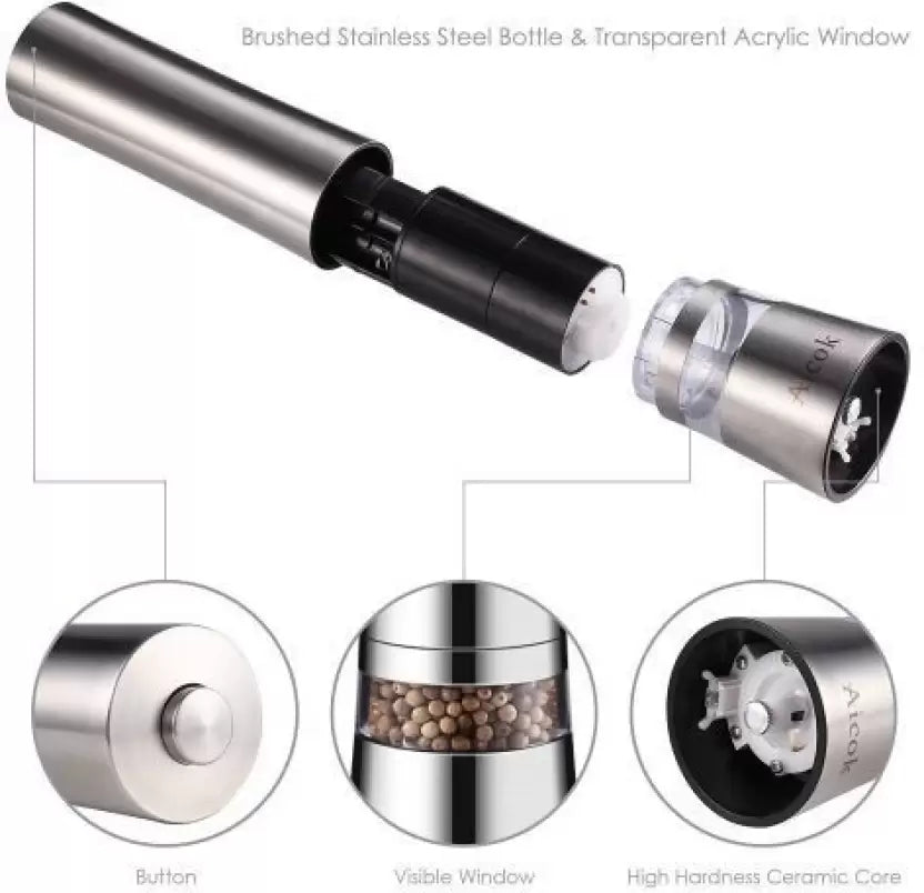 Aicok set of 2 Stainless Steel Electric Mill