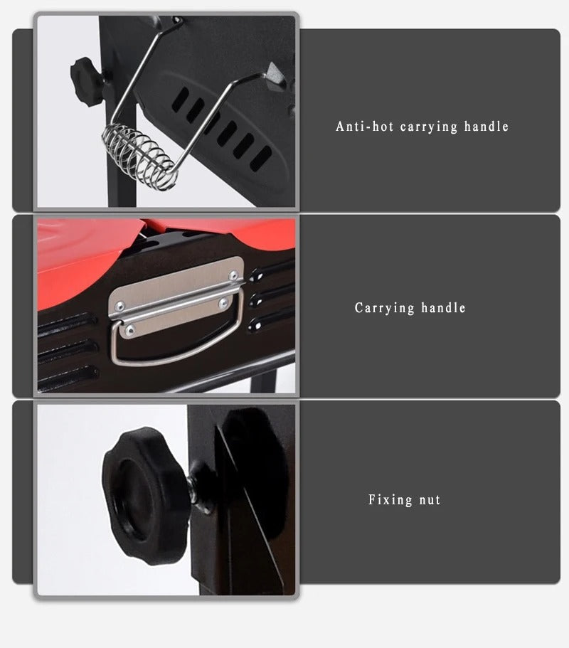 Portable Grill with Side Shelves