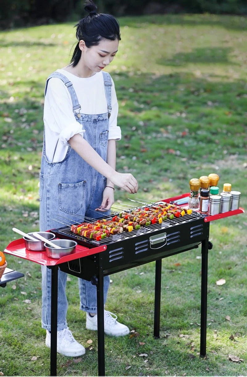 Portable Grill with Side Shelves