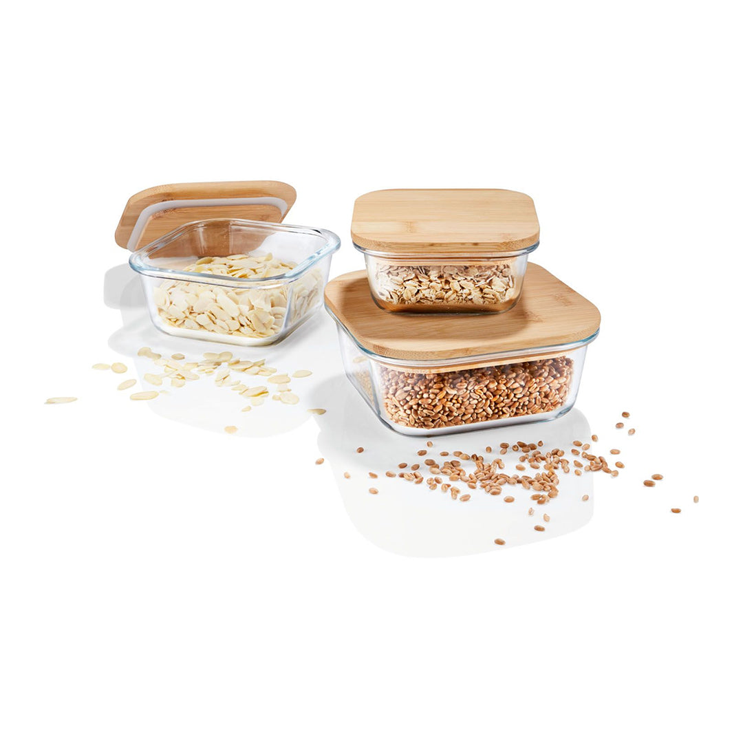 ERNESTO 3 Pcs - storage Bowls with bamboo lids