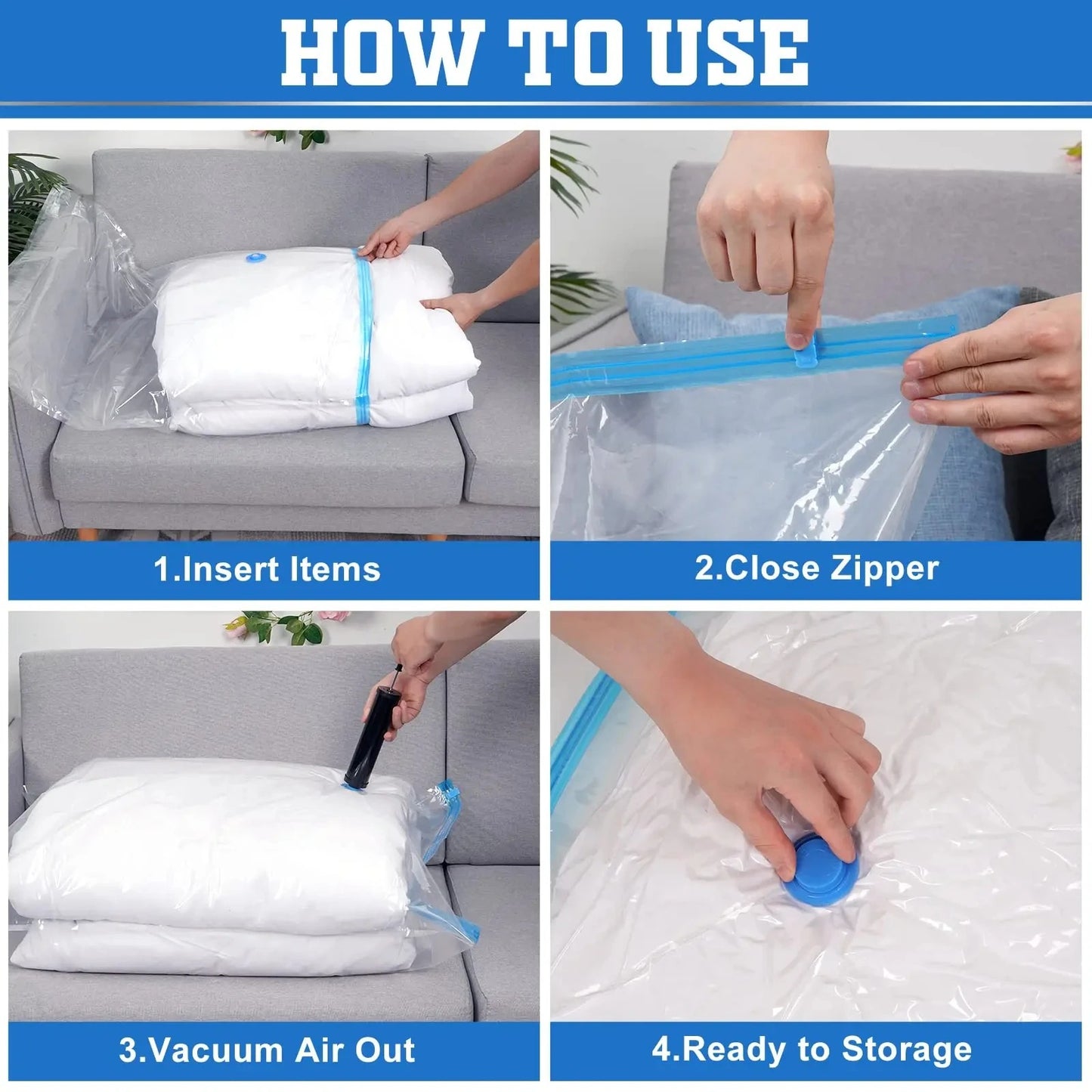 Set of 5 Vacuum Sealer Bags with Hand Pump