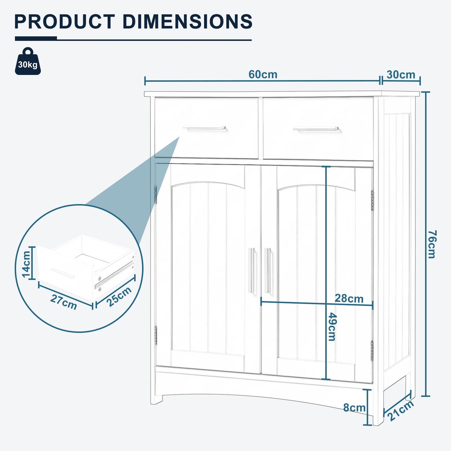 2 Drawers Bathroom Cabinet