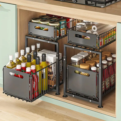 2-Tier Sliding Cabinet Organizer