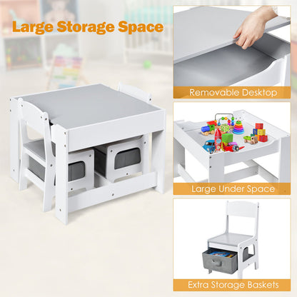 WOLTU Table and Chairs Set with Storage Boxes (Z-TCS004)