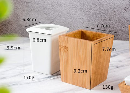 4 Pcs Bamboo Bathroom Set