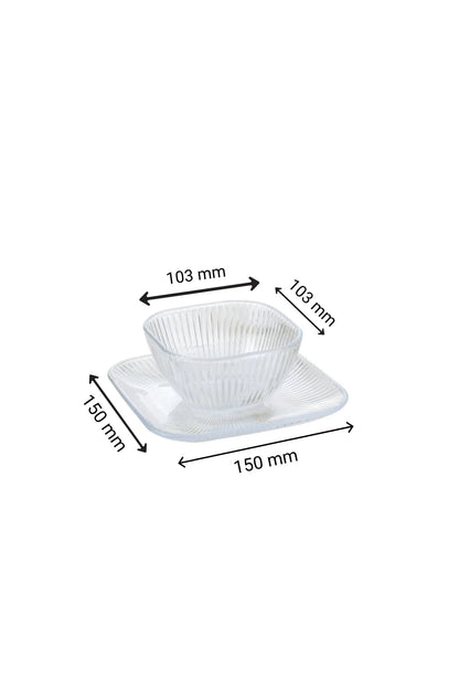 Set of 6 Glass Bowls with Plates