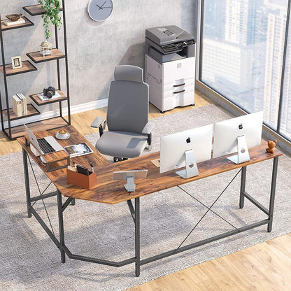 L-Shaped Desk with Small Table