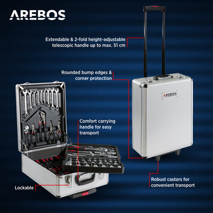 AREBOS 1200 Piece Aluminum Tool Case