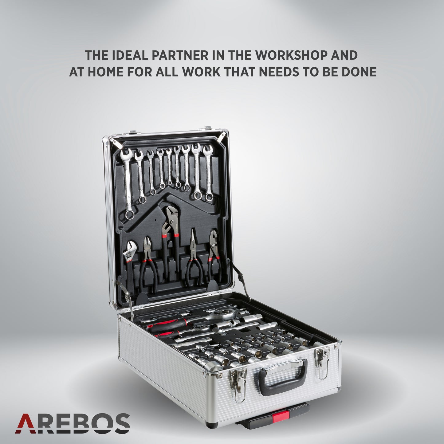 AREBOS 1200 Piece Aluminum Tool Case