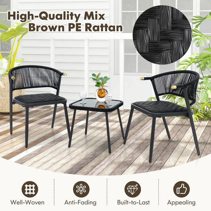 Costway 3 Piece Outdoor Wicker Furniture Set