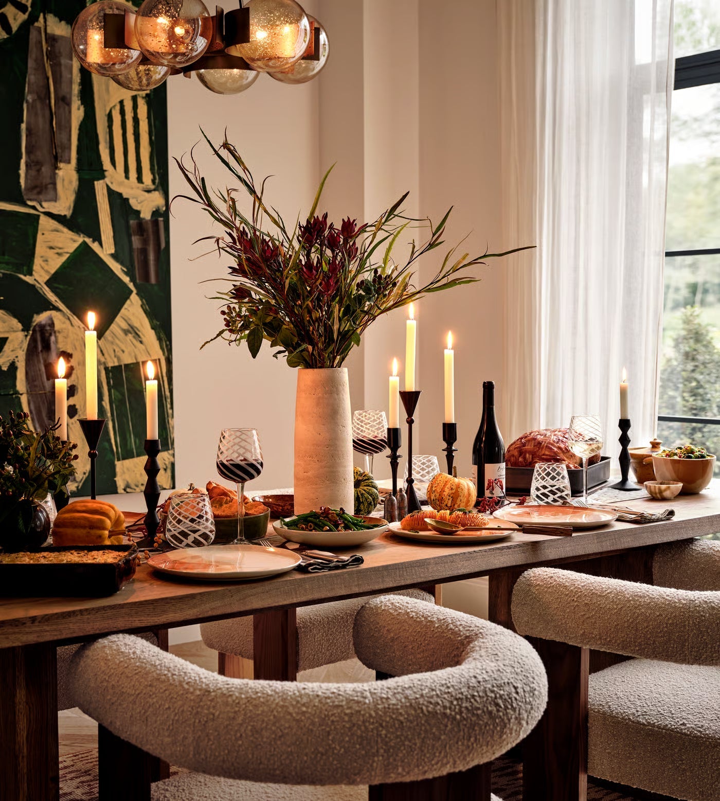 Eldon Dining Chair, Boucle, Walnut