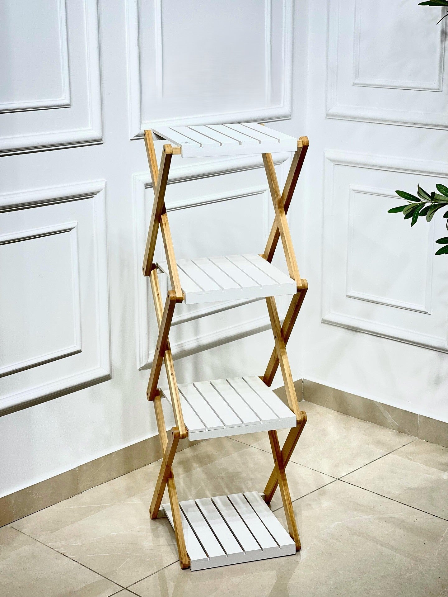 4-Tier Bamboo Folding Shelf