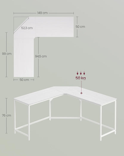 VASAGLE L-Shaped Corner Computer Desk LWD073W01