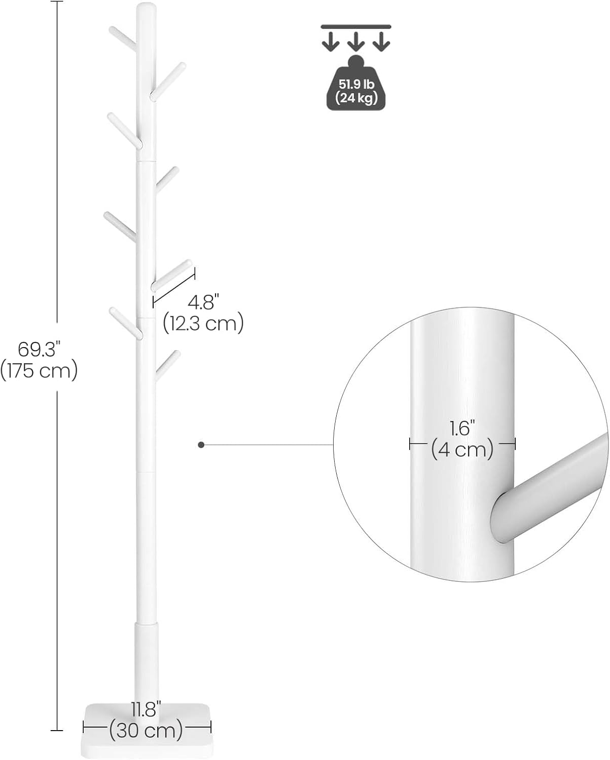 VASAGLE Coat Rack RCR010W02
