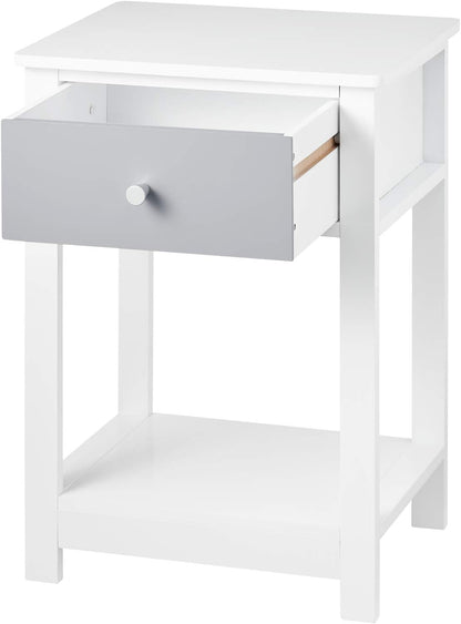 WOLTU White Wooden Bedside Table (TS117WS)