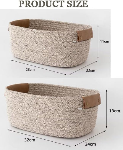 Set of 2 Natural Cotton Storage Baskets